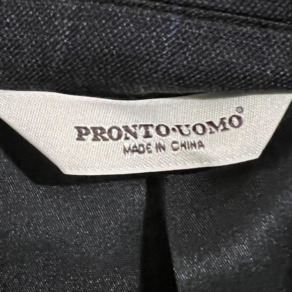 PRONTO UOMO Gray Plaid Blazer Jacket 100% Wool 4-Button 40R - Picture 10 of 10